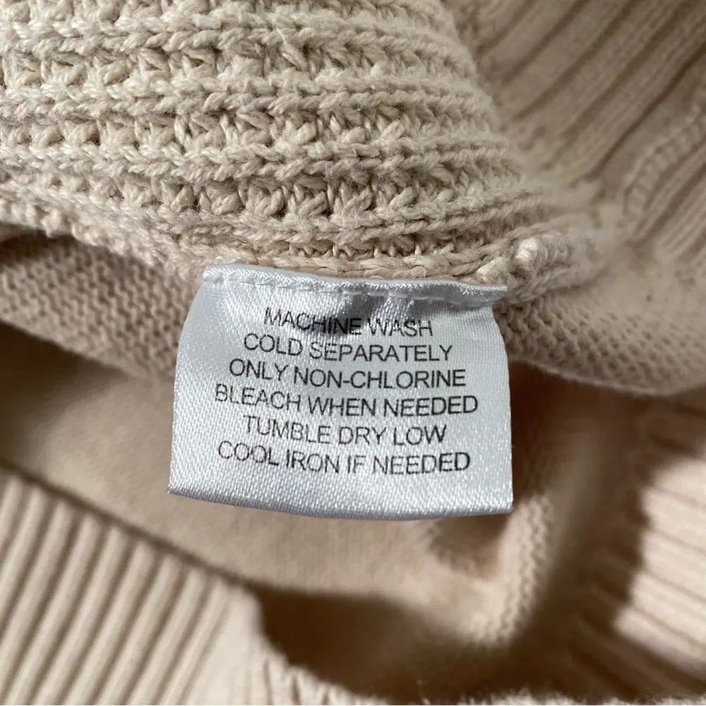 Weatherproof Vintage Mock Neck Shaker Knit Sweater Beige Men’s Size M